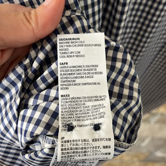 Kirkland Blue Gray and White Gingham Button Down Shirt size Large 16-16.5 32/33 - Picture 15 of 15